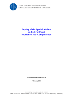 Federal Court Prothonotaries` Compensation