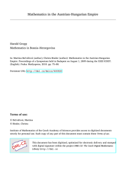 Mathematics in the Austrian-Hungarian Empire - DML-CZ