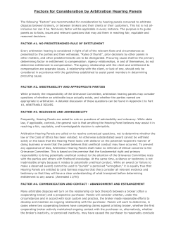 Factors for Consideration by Arbitration Hearing Panels