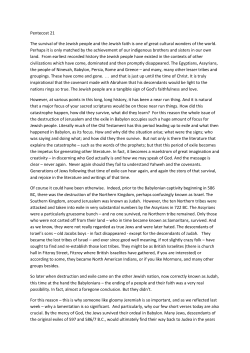 Pentecost 21 The survival of the Jewish people and the Jewish faith