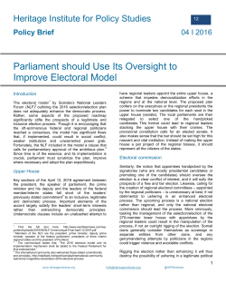 Parliament should Use Its Oversight to Improve Electoral Model