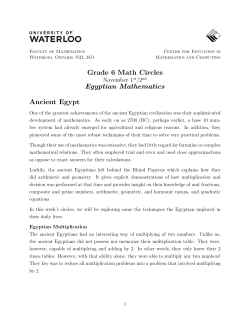 Grade 6 Math Circles Egyptian Mathematics Ancient Egypt