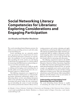 Social Networking Literacy Competencies for Librarians