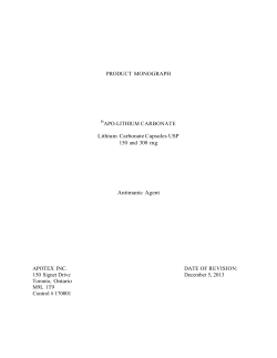 PRODUCT MONOGRAPH APO-LITHIUM CARBONATE Lithium