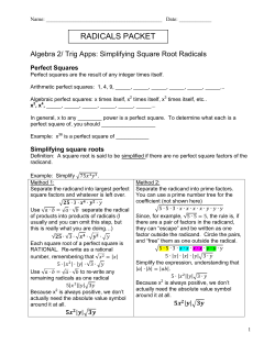 radicals packet - White Plains Public Schools