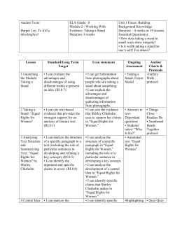 Anchor Texts: Harper Lee, To Kill a Mockingbird ELA Grade: 8