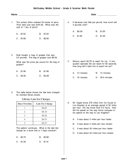 McCloskey Middle School - Grade 8 Summer Math Packet Name
