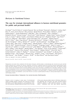 The case for strategic international alliances to harness nutritional