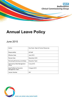 Annual Leave Policy - Bedfordshire Clinical Commissioning Group