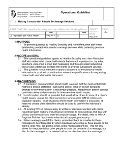 Notification of Clients by Letter and Email Guideline: Draft