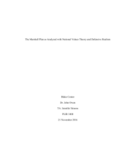 The Marshall Plan as Analyzed with National