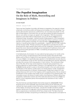 The Populist Imagination On the Role of Myth, Storytelling and
