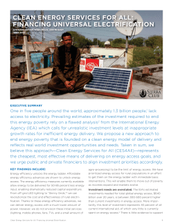 clean energy services for all: financing universal