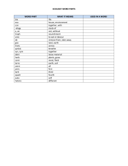 ECOLOGY WORD PARTS WORD PART WHAT IT MEANS USED IN