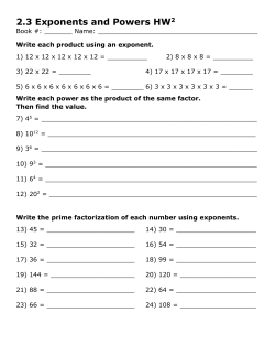 2.3 Exponents and Powers HW2