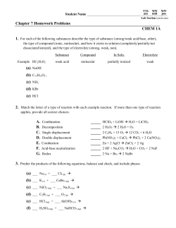 Chapter 7 Homework Problems CHEM 1A (b) C12H22O11 (c) NH3