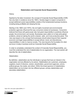 Stakeholders and Corporate Social Responsibility
