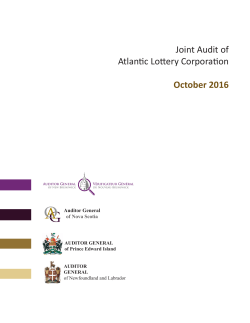 Joint Audit of Atlantic Lottery Corporation October 2016