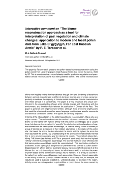 Interactive comment on &ldquo;The biome reconstruction approach as a