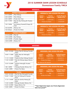 2016 SUMMER SWIM LESSON SCHEDULE Stonestown Family