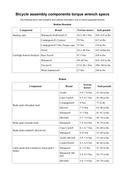 Bicycle assembly components torque wrench specs