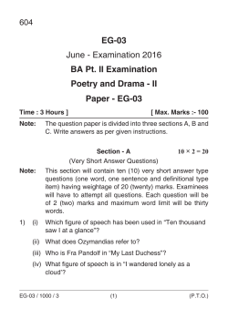 EG-03 June - Examination 2016 BA Pt. II Examination Poetry and