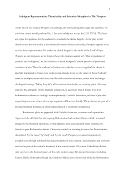 Indulgent Representation: Theatricality and Sectarian Metaphor in