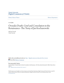 Orszula`s Death: Grief and Consolation in the Renaissance-