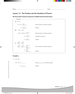 Lesson 1.2 The Product and the Quotient of Powers