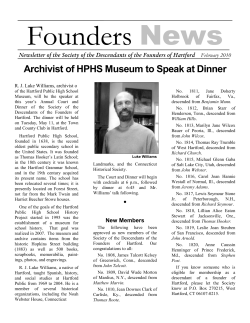 Founders News - Society of the Descendants of the Founders of