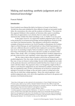 Making and matching - Journal of Art Historiography