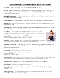 Contributors To Our World Who Have Disabilities