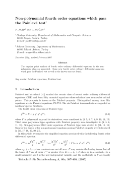 Non-polynomial fourth order equations which pass the Painlev&eacute; test1