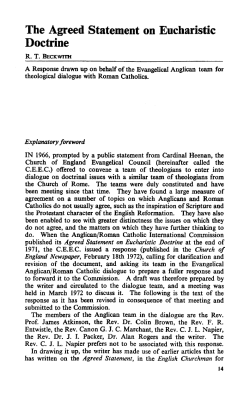 The Agreed Statement on Eucharistic Doctrine
