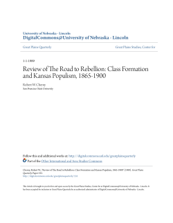 Class Formation and Kansas Populism, 1865-1900