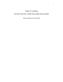1 Chapter 12: Conclusion The Future of the Euro