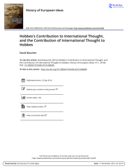 Boucher, David, `Hobbes`s Contribution to International Thought