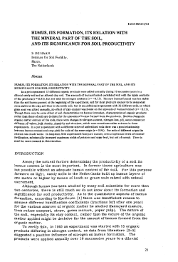 humus, its formation, its relation with the mineral part of the soil, and