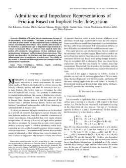 Admittance and Impedance Representations of Friction Based on