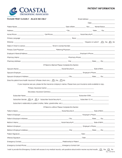 New Patient Form - Coastal Orthopedic Associates