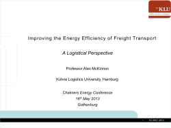 Improving the Energy Efficiency of Freight Transport A Logistical