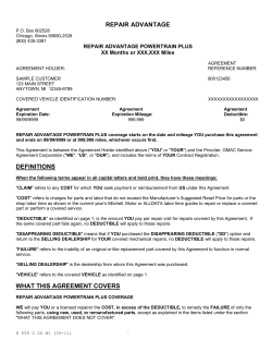 repair advantage definitions what this agreement covers