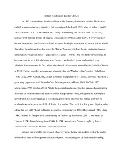 Protean Readings of Tacitus` Annals In 1513 or thereabouts