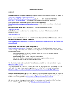 National Museum of the American Indian has prepared curriculum