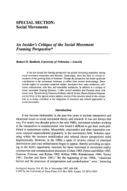 An Insider`s Critique of the Social Movement Framing Perspective*