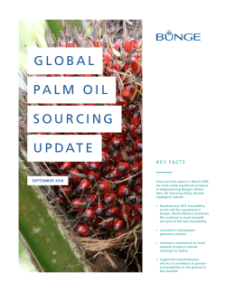 Global Palm Oil Sourcing Update, September 2016