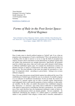 Forms of Rule in the Post-Soviet Space: Hybrid Regimes
