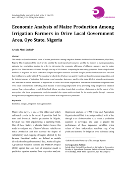 Economic Analysis of Maize Production Among Irrigation Farmers in
