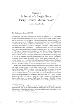 In Pursuit of a Single Flame: Fanny Hensel`s `Musical Salon`