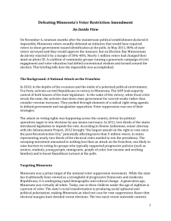 Defeating Minnesota`s Voter Restriction Amendment An